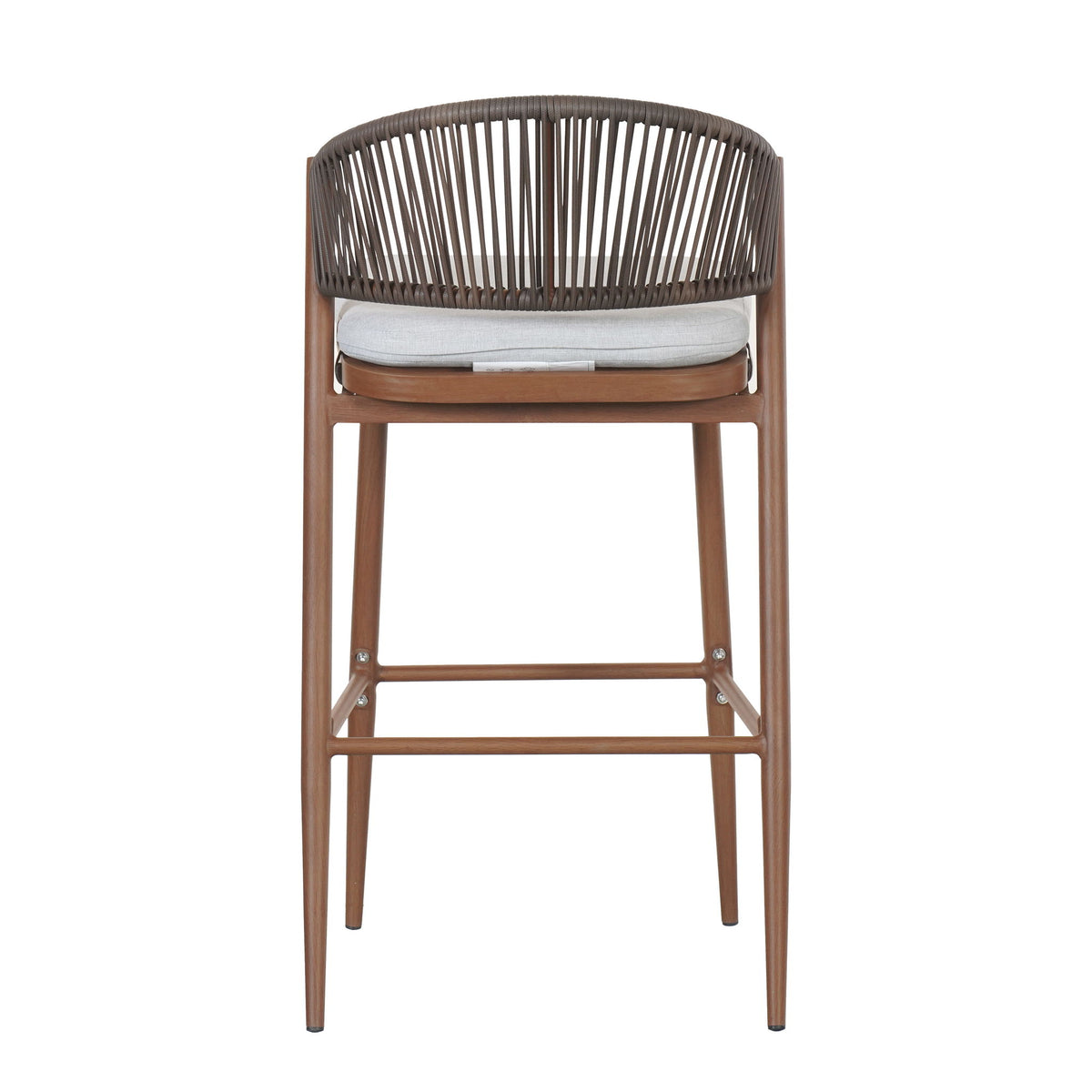 Outdoor Bar Height Metal Frame Counter Stools With Scallop Shaped Backrest & Water Resistant Cushions