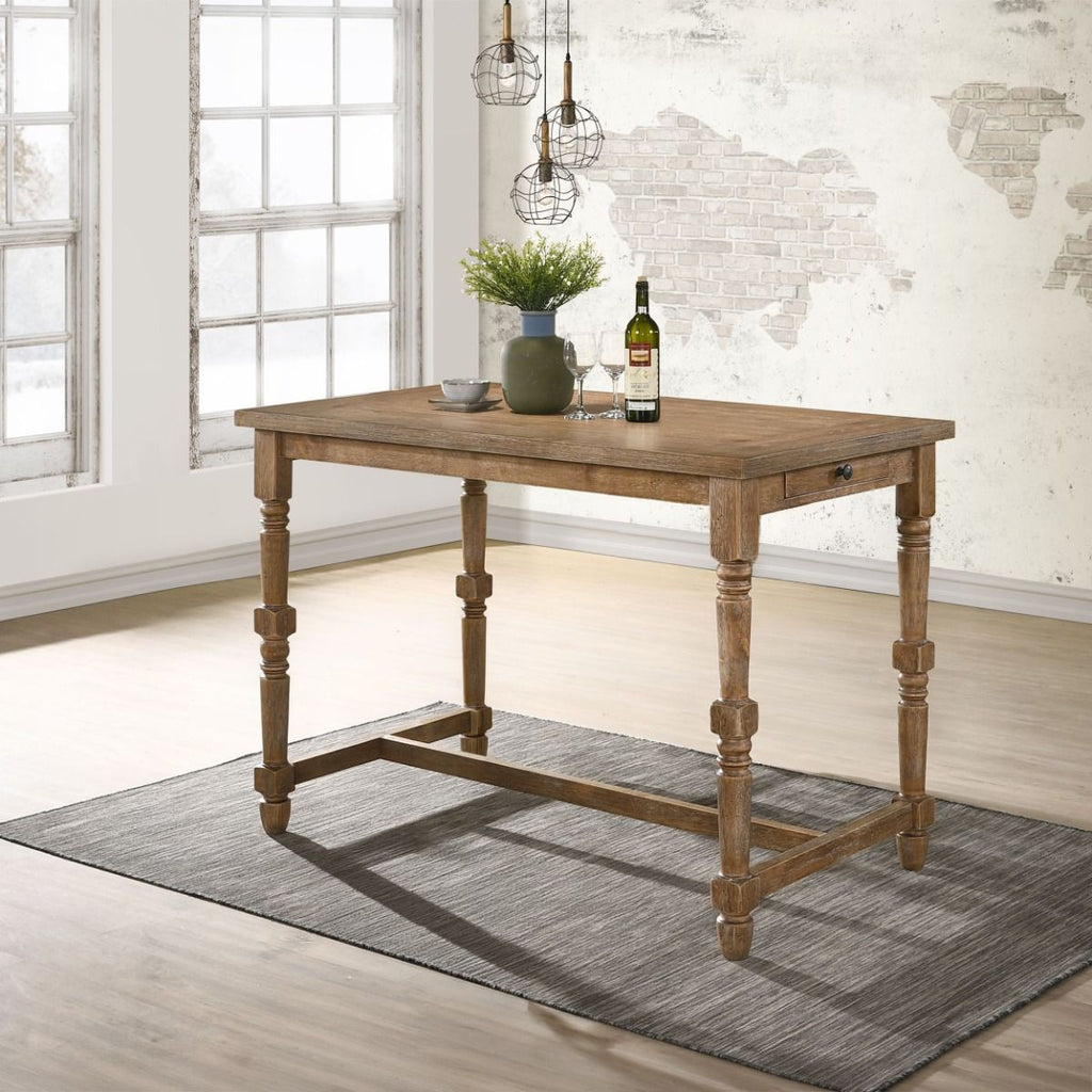 Farsiris - Counter Height Table - Weathered Oak