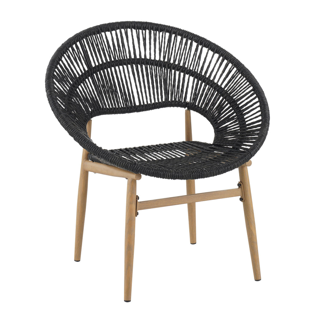 Cyril - Outdoor Patio 7 Piece Dining Set With Wicker Chairs And Table - Dark Gray / Teak