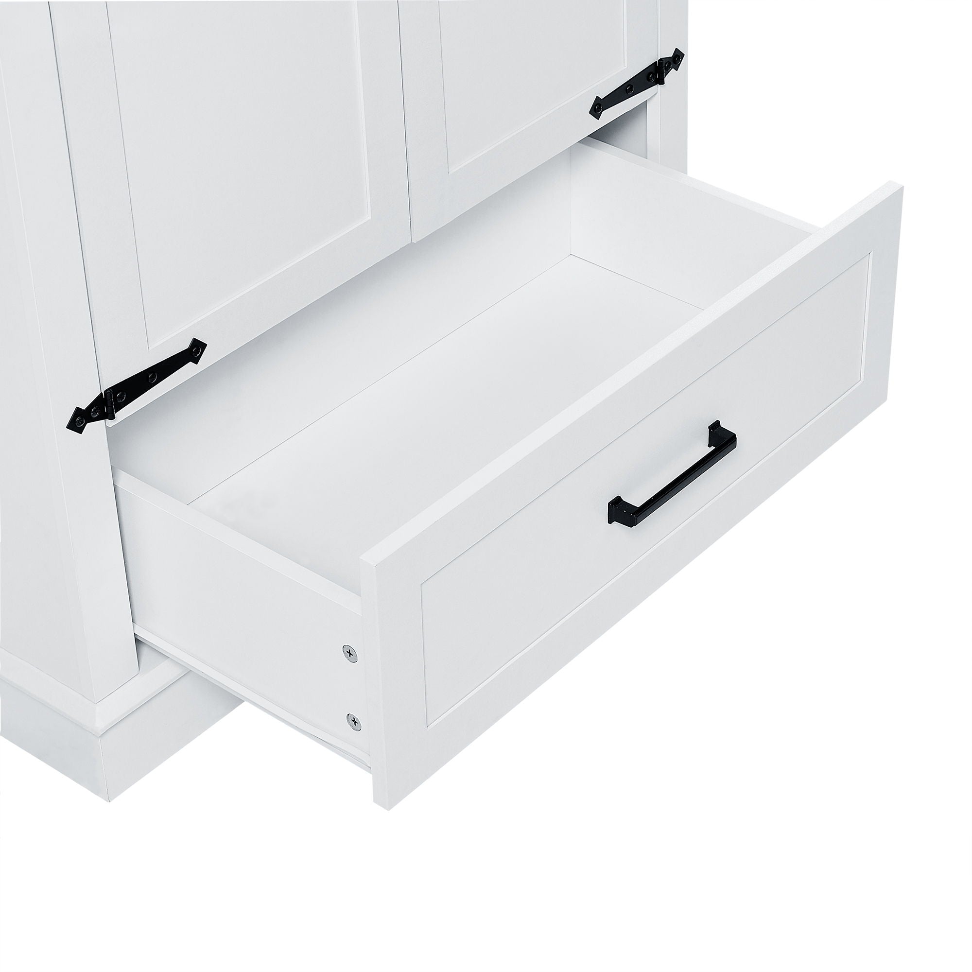 Tall Bathroom Storage Cabinet With 2 Doors And 2 Drawer, Adjustable Shelf - White