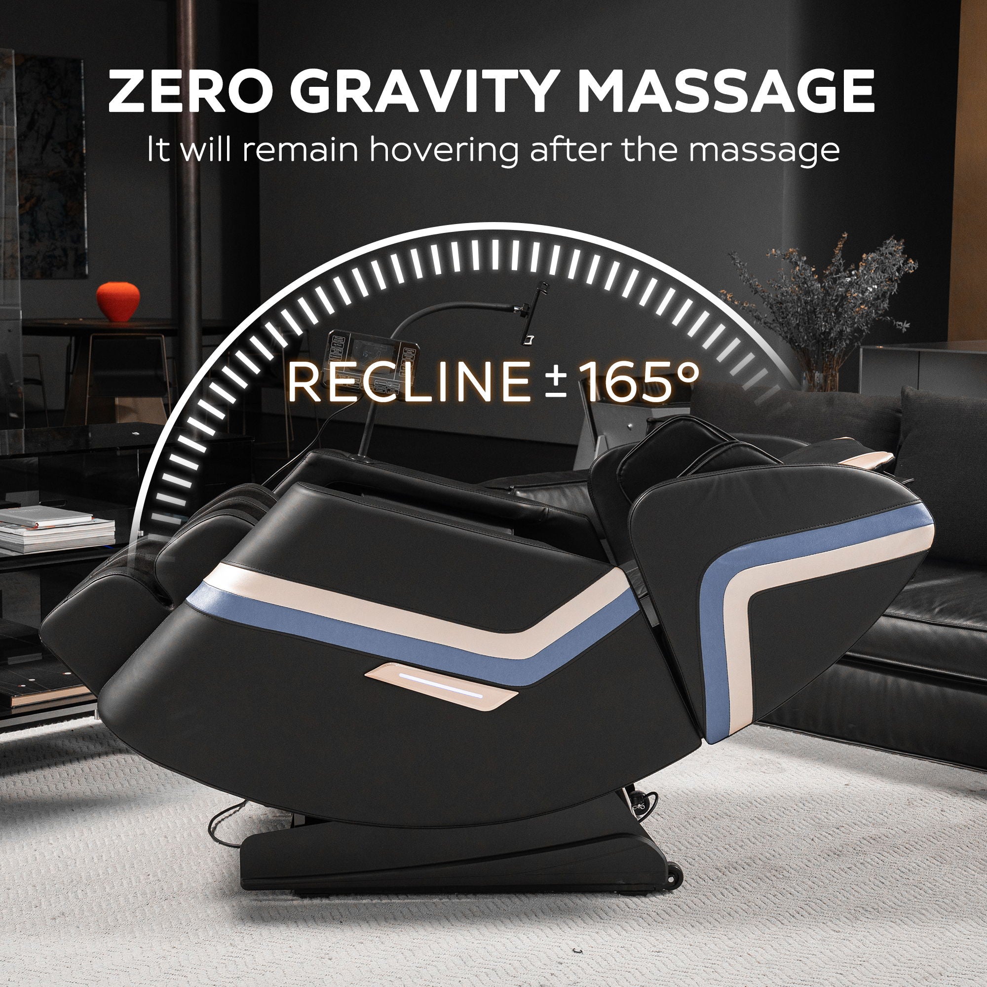 Massage Chair Recliner, Zero Gravity & Full Body Air Pressure - Black