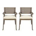 Helen - Outdoor Acacia Wood Dining Chair (Set of 2) - Gray / Creme