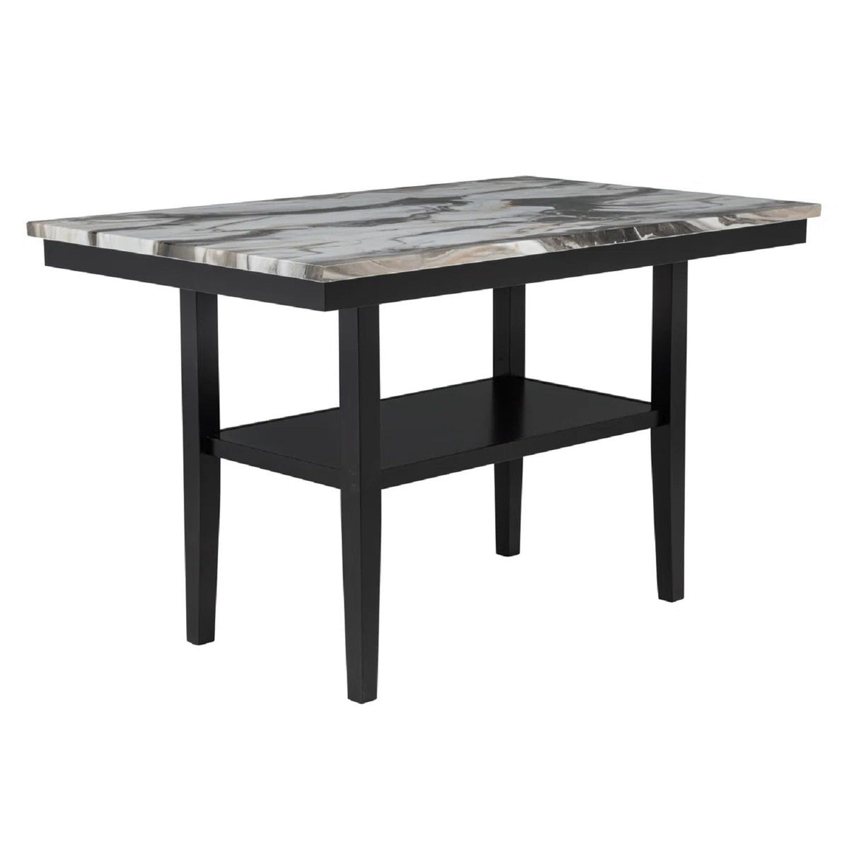 5 Piece Counter Dining Set With Table, Chairs - Black / Brown