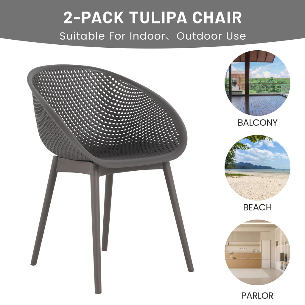 2 Piece Durable Single Chair With Hollow Out Design