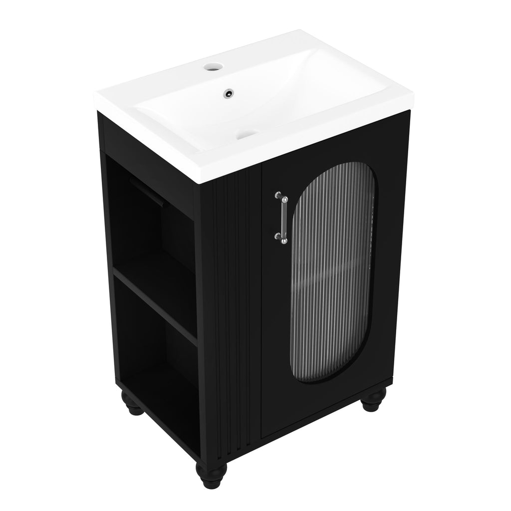 Modern Bathroom Vanity With Sink, Adjustable 2 Tier Shelf