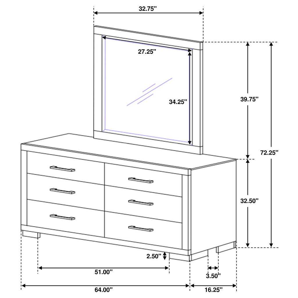 Polk - 6 Drawer Dresser With Mirror