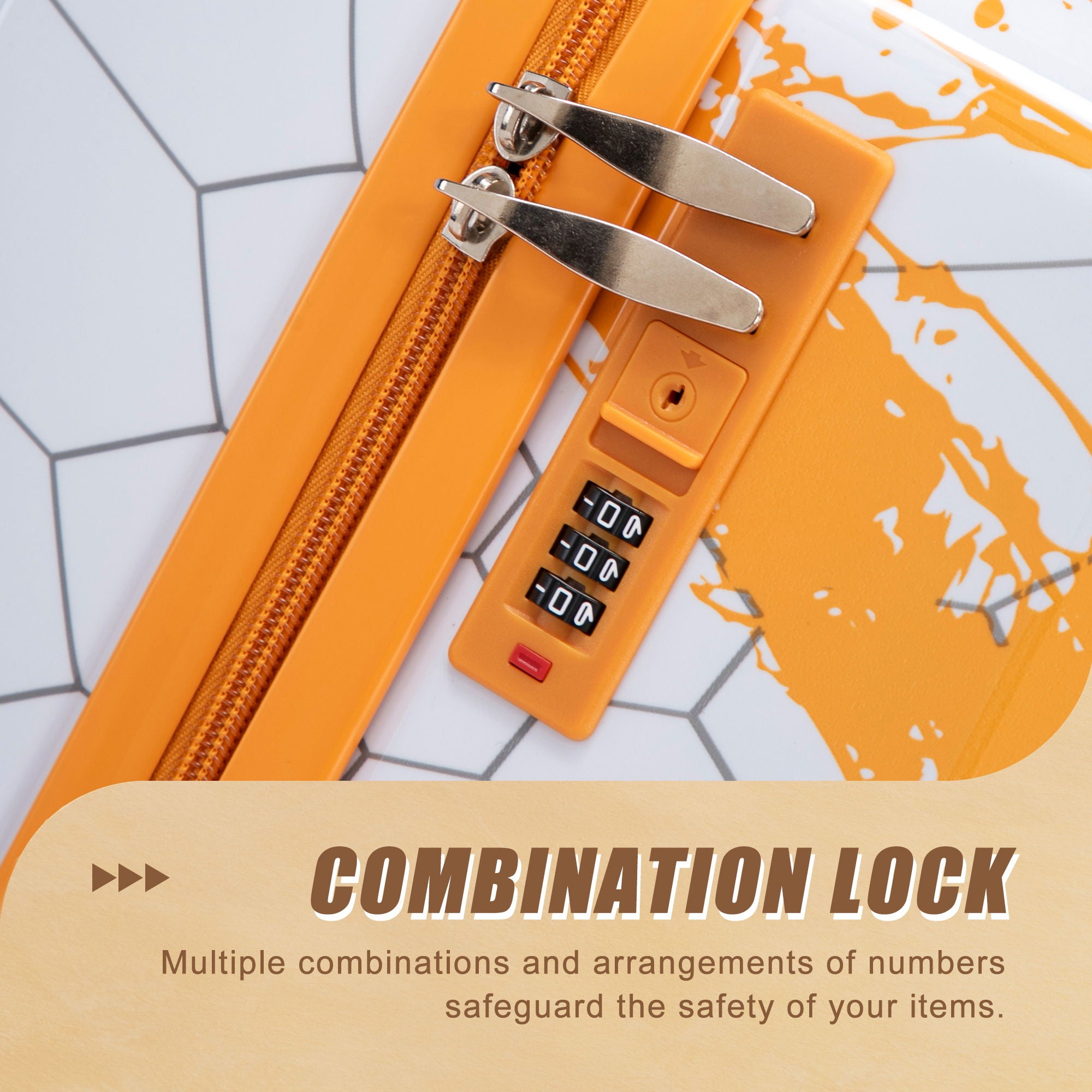 Luggage With Printed Pattern, Combination Lock