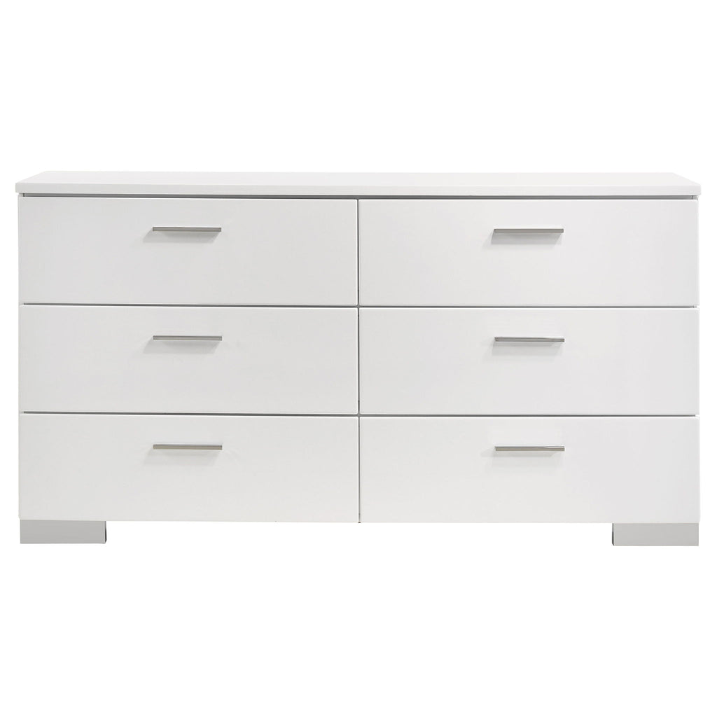 Dulcey - 6 Drawer Dresser With Accents, Bedroom Storage - Gloss White
