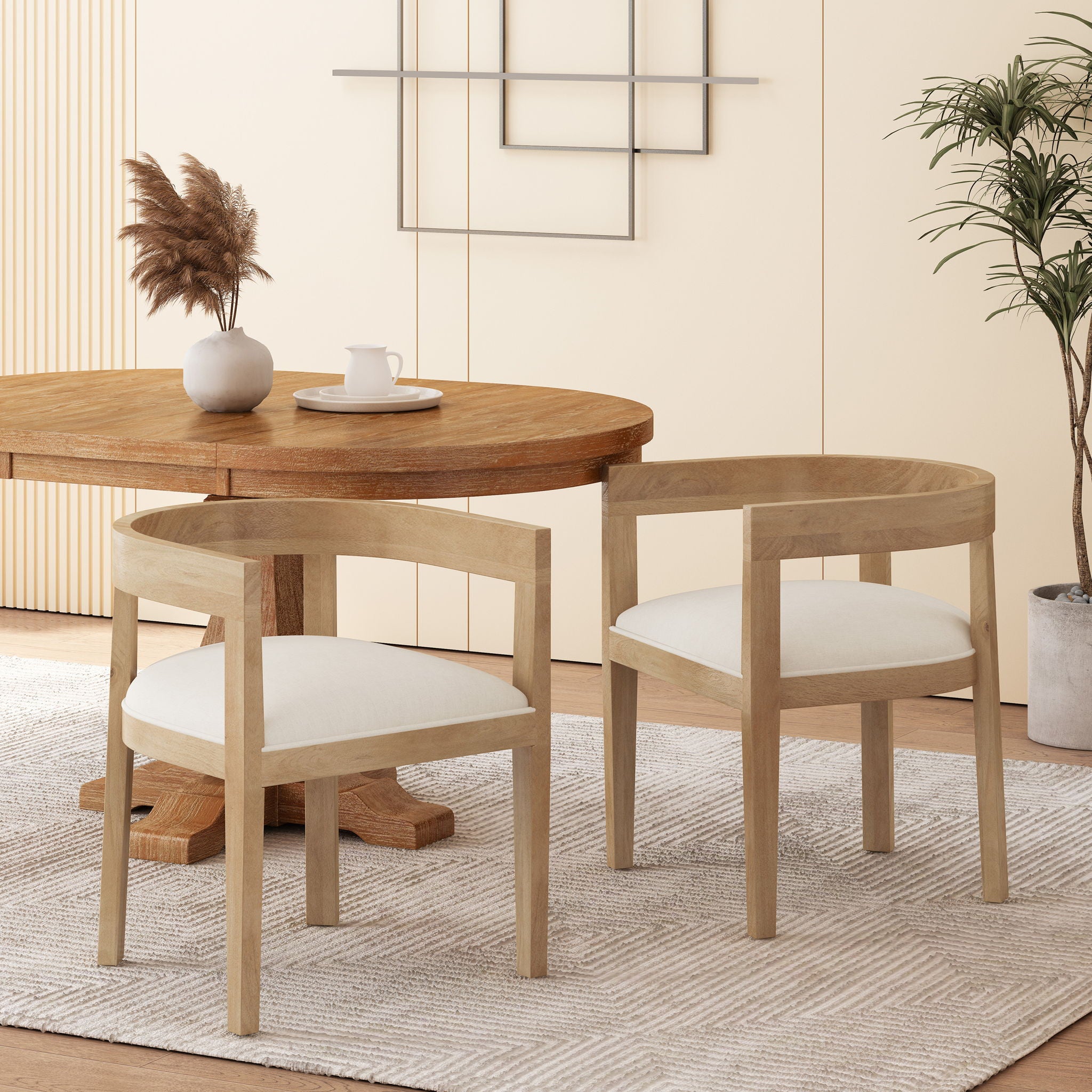 Contemporary Dining Chair Set With Armrests