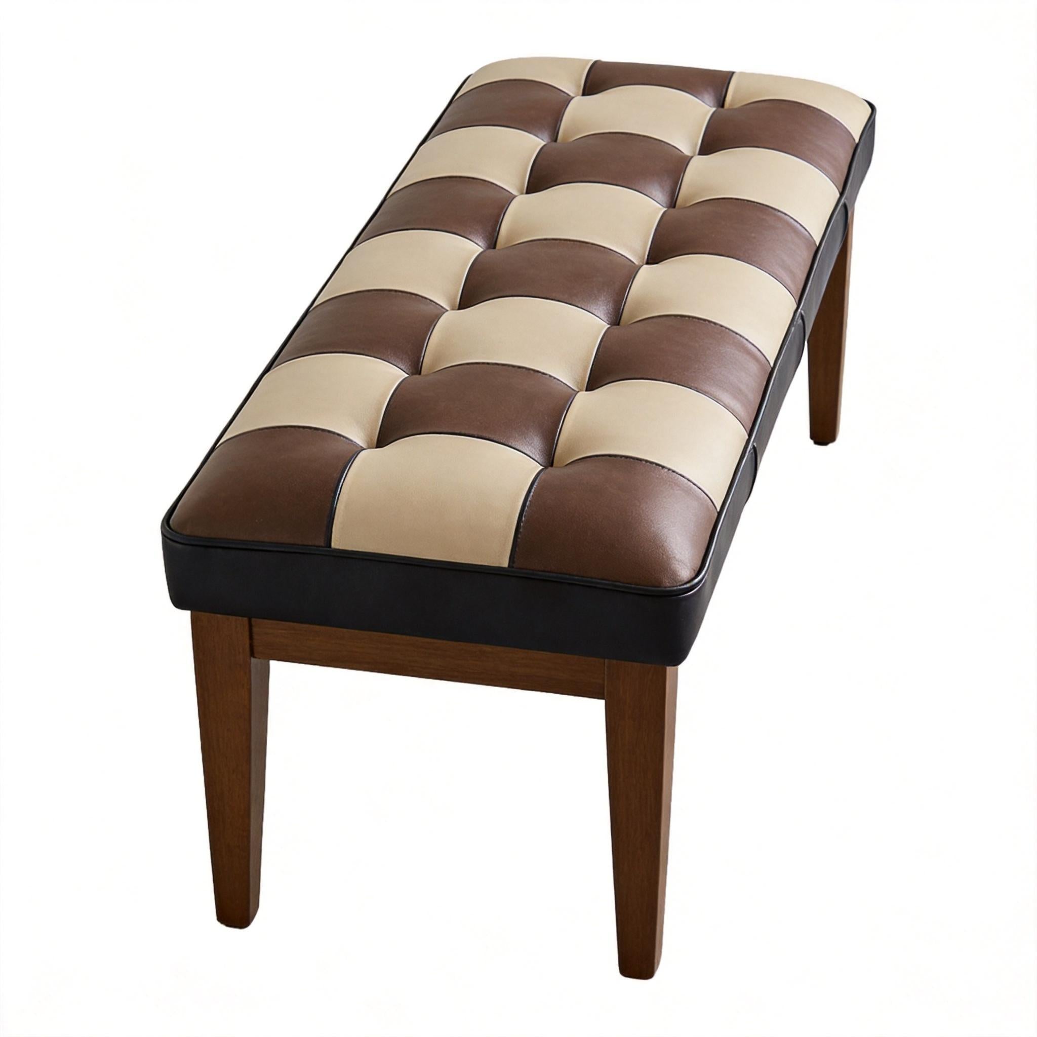Checkered Bench For Entryway - Black / Brown / Cream