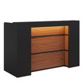 Reception Desk With LED Lights For Office - Black