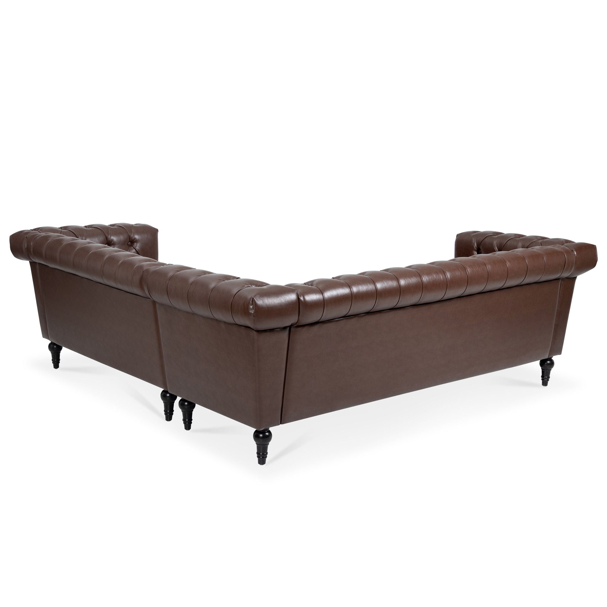 L Shaped Reversible Modern Chesterfield Sofa With Rolled Arms And Nailhead, 5 Seat Tufted Couch