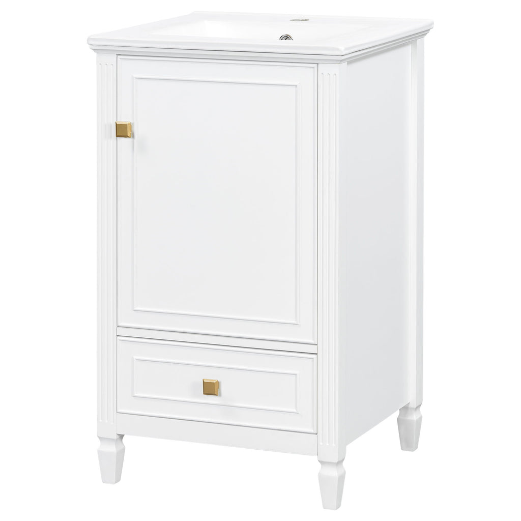 Freestanding Bathroom Vanity With Sink, Soft Closing Door, Drawer Storage - White