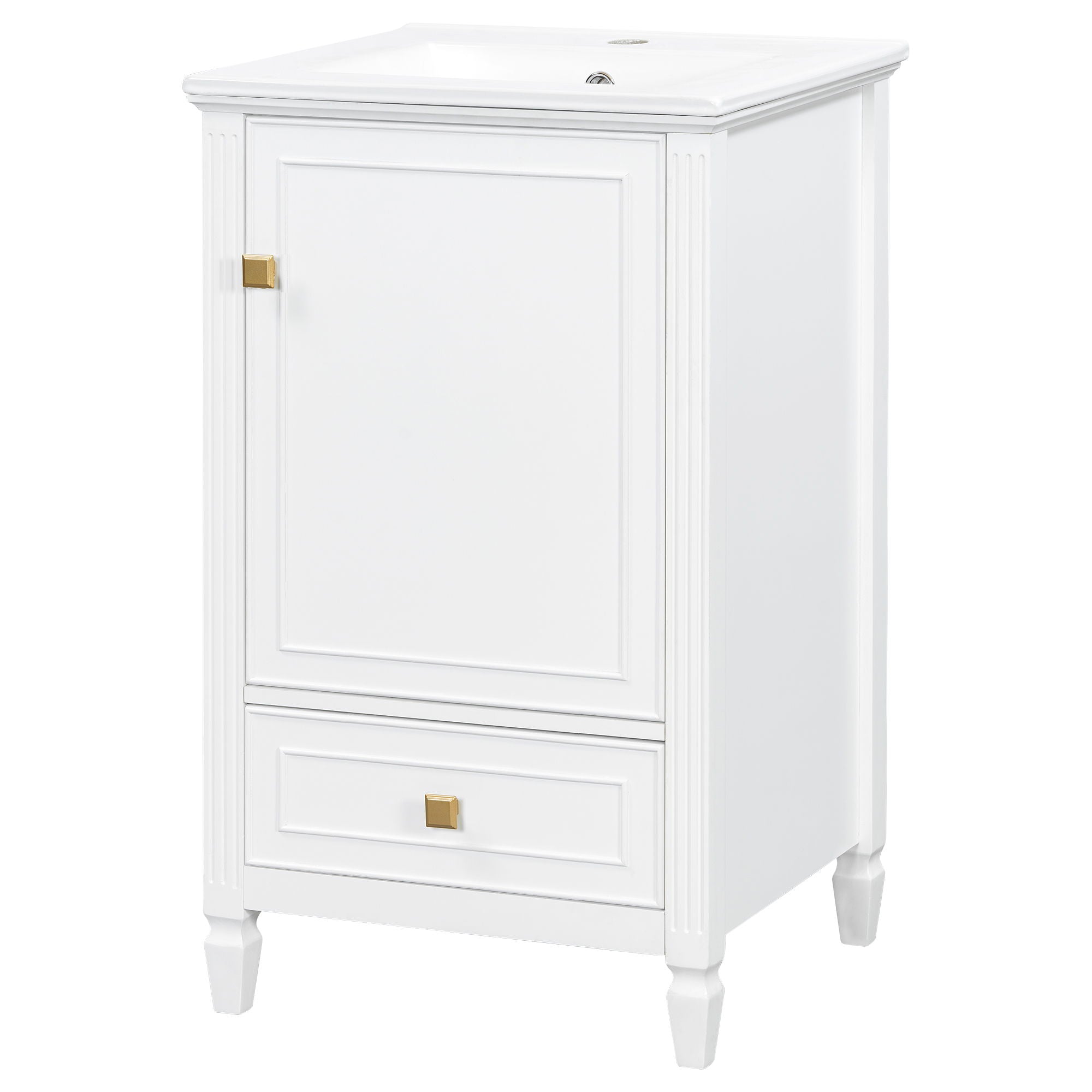 Freestanding Bathroom Vanity With Sink, Soft Closing Door, Drawer Storage - White