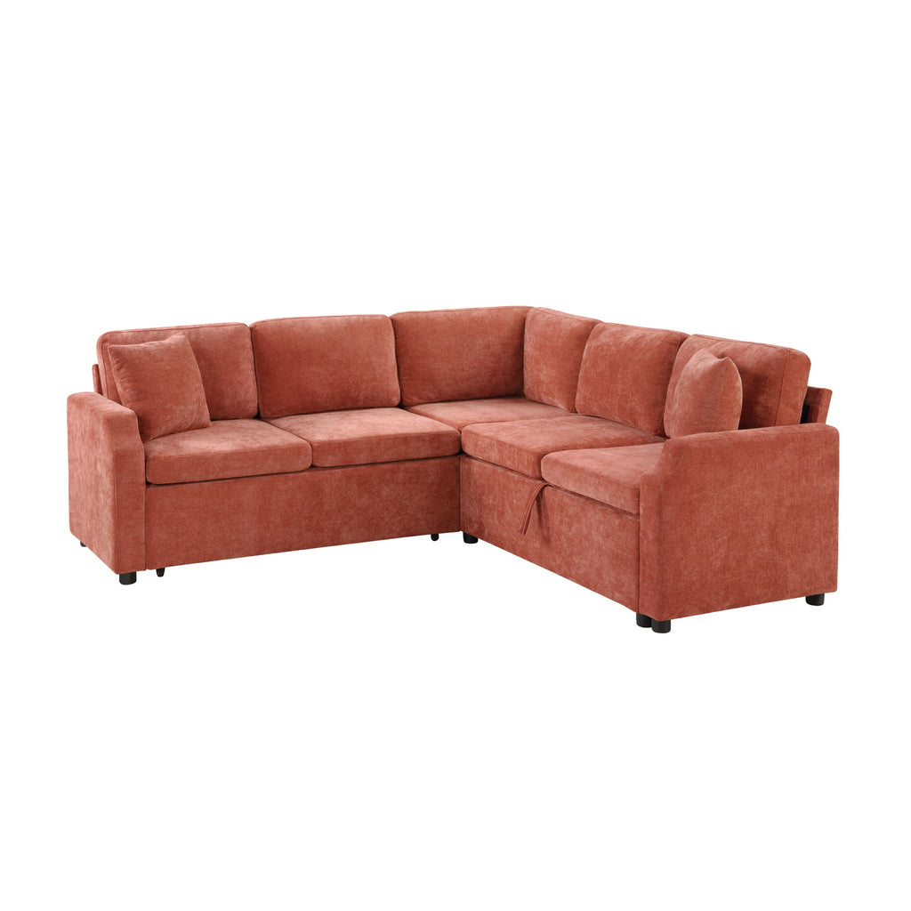 Modern L Shaped Sectional Sofa Bed With Hidden Storage Upholstery