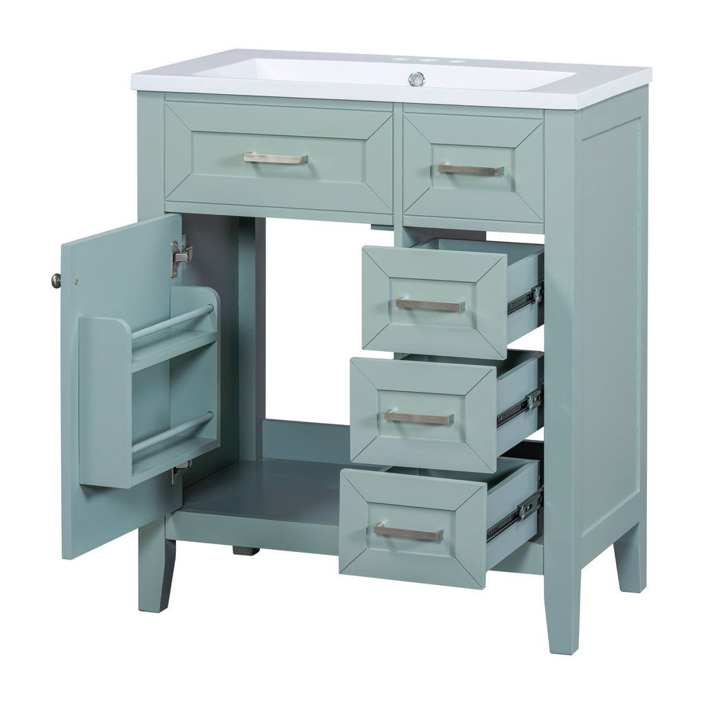 Modern Bathroom Vanity With Sink Combo, 3 Drawers, Undermount Drop-In Sink