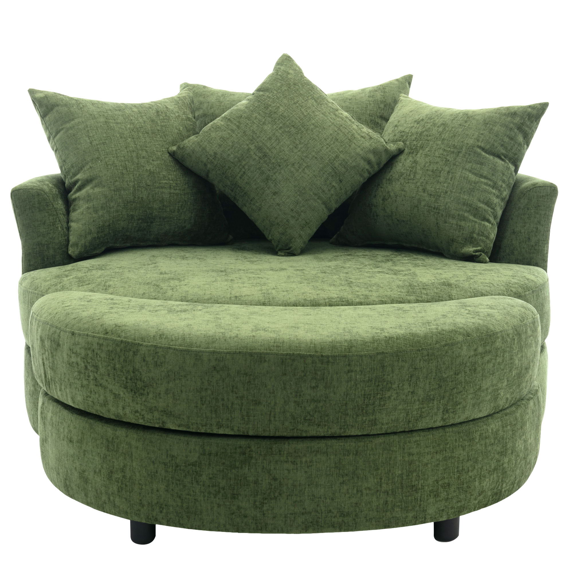 360° Swivel Accent Barrel Chair With Storage Ottoman & 4 Pillows, Modern Leisure Chair Round Accent For Living Room