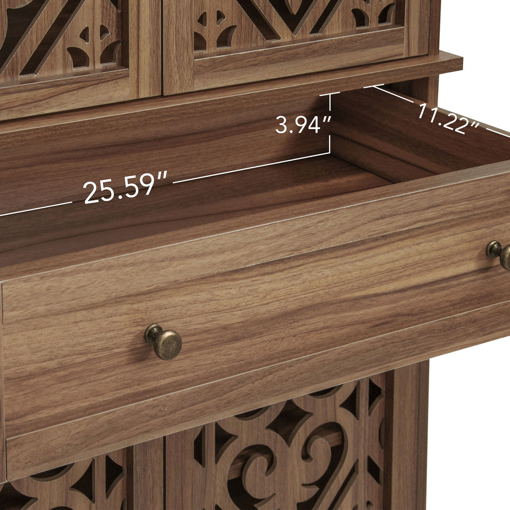 4 Door Cabinet With 1 Drawer, With 4 Adjustable Inner Shelves, Storage Cabinet