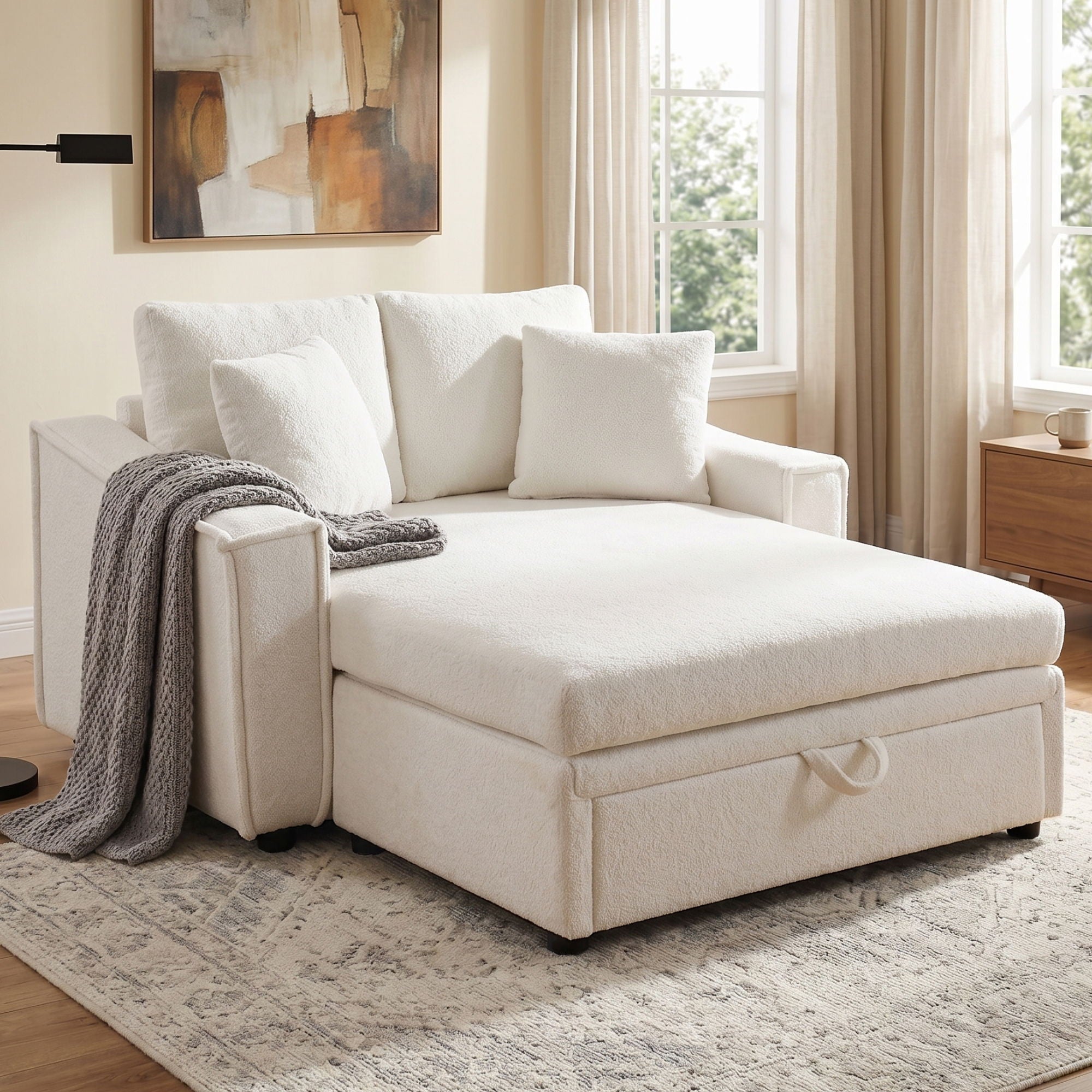 Modern Chaise Sofa With Hidden Storage For Living Room