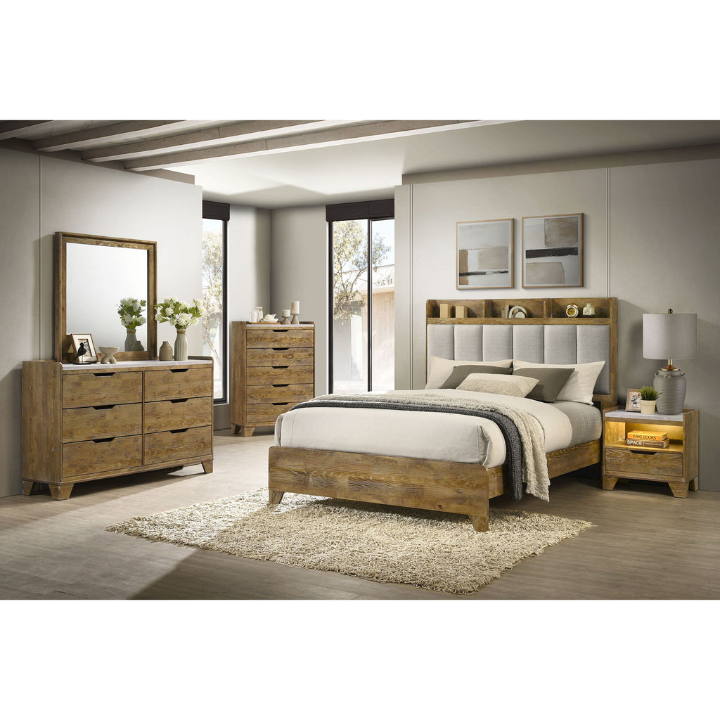 Packard - 6 Drawer Dresser With Mirror - Oak