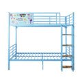 Bunk Bed, Convertible To 2 Separate Twin Size Beds & Full Length Guardrail & Ladder, No Box Spring Needed - Blue