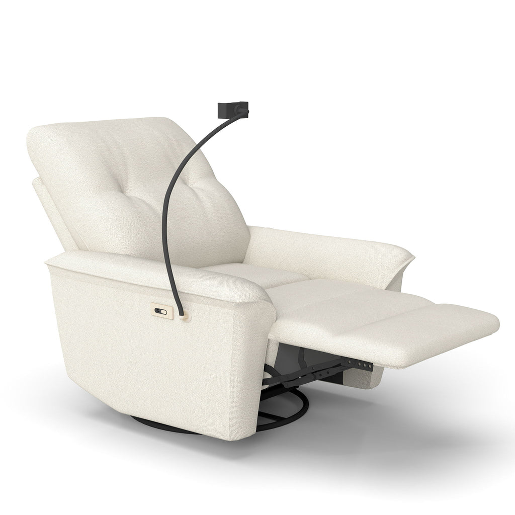 270° Power Swivel Rocker Recliner Chair With Phone Holder, Electric Glider Reclining Sofa With USB Ports For Living Room Bedroom - Beige