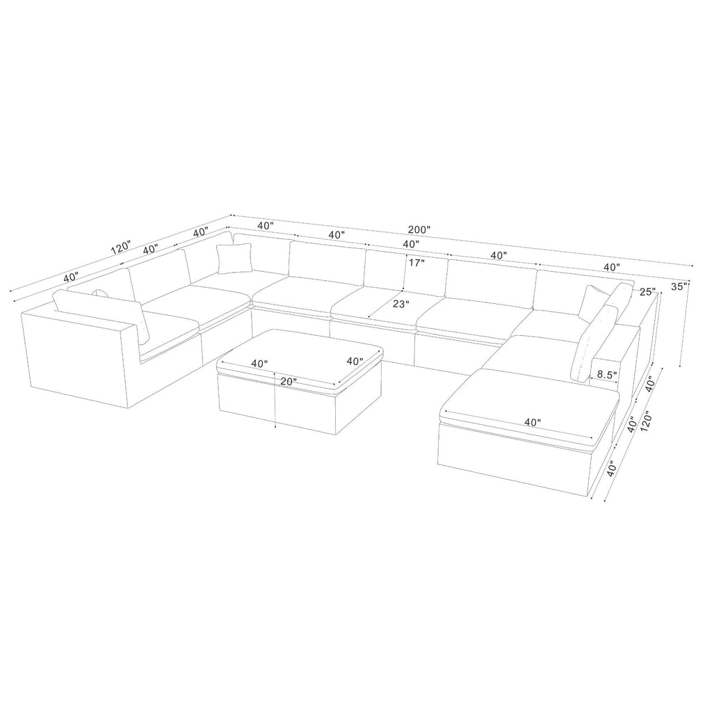 Custom Configuration Modular Sectional With Toss Pillows