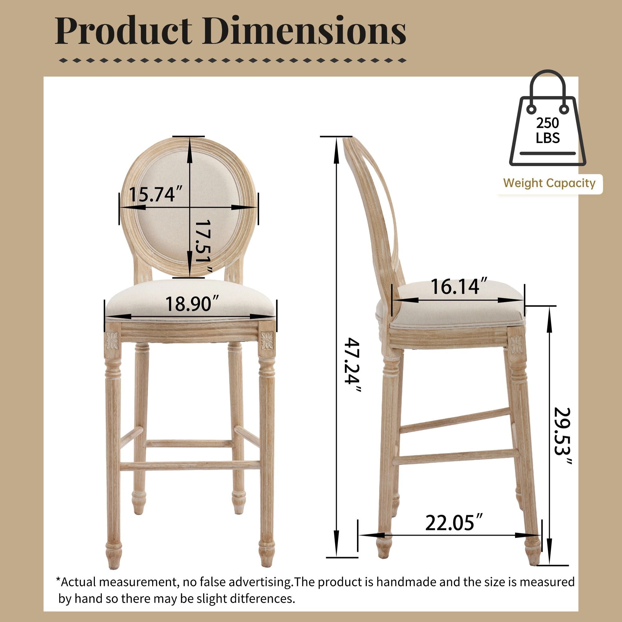 French Country Bar Chairs & Round Back (Set of 2)