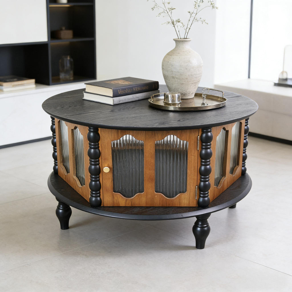 Round 3 Door Storage Coffee Table For Living Room