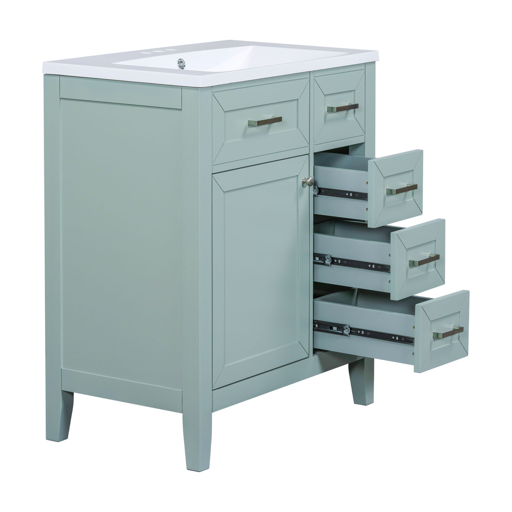 Modern Bathroom Vanity With Sink Combo, 3 Drawers, Undermount Drop-In Sink