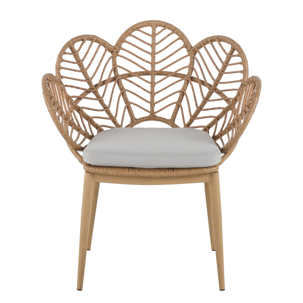 Kirk - Outdoor Patio 7 Pieces Chat Set With Wicker Chairs Cushions & Table - Beige / Light Brown / Teak