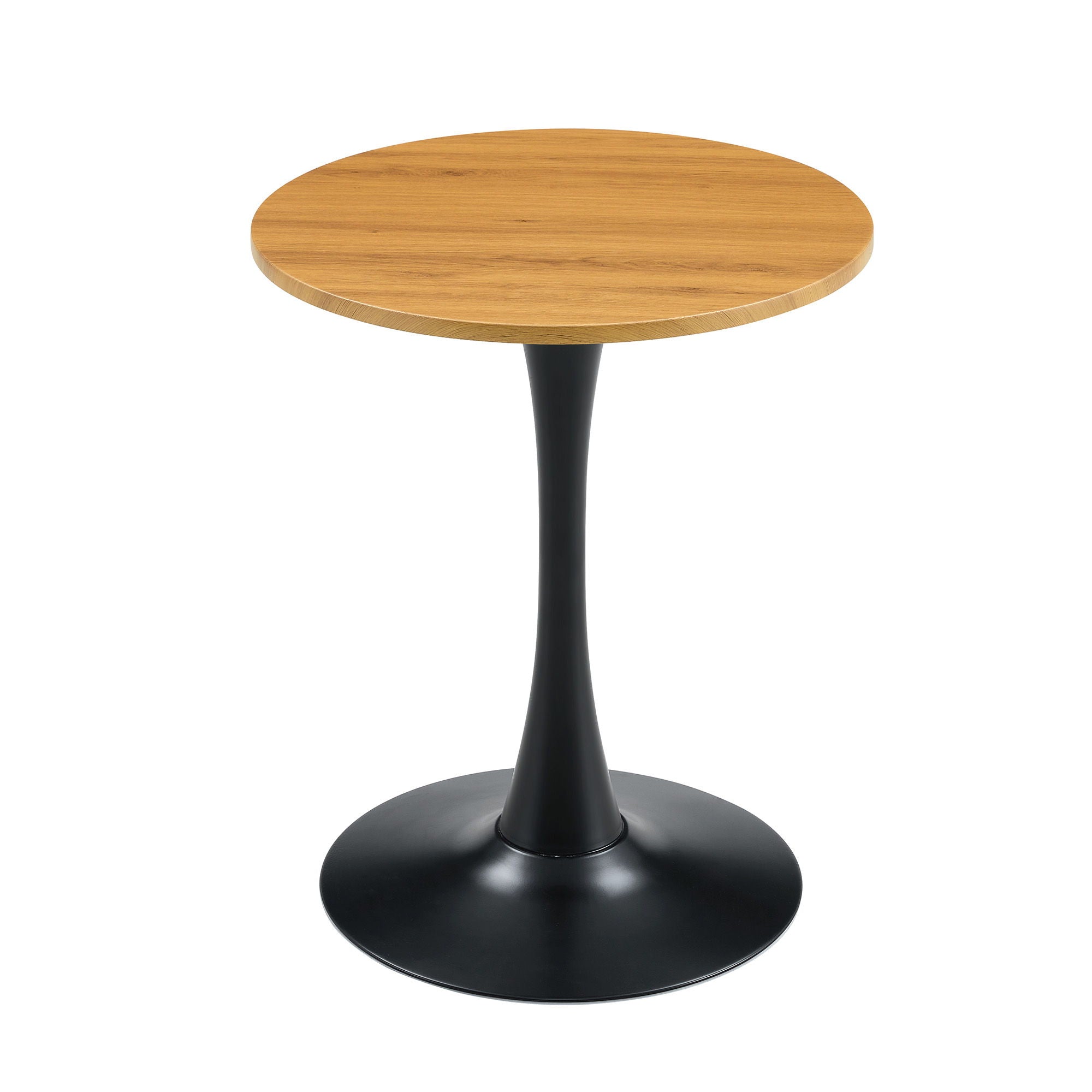 Round Dining Table With Faux Wood Top And Metal Pedestal, 23.6" Circle Table For Kitchen, Living Room, Small Spaces