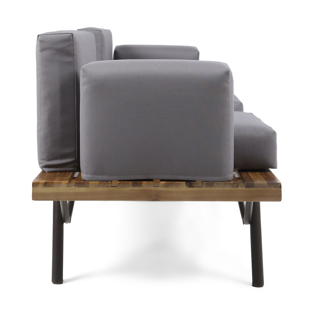2 Piece Patio Set With Loveseat And Coffee Table - Natural / Gray