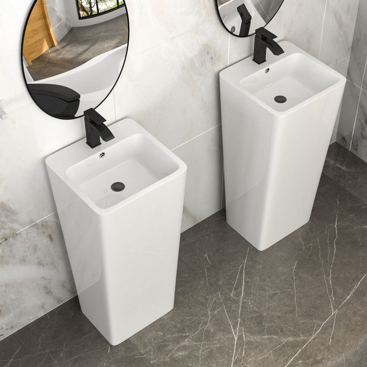 Pedestal Sink 16" For Powder Rooms - White