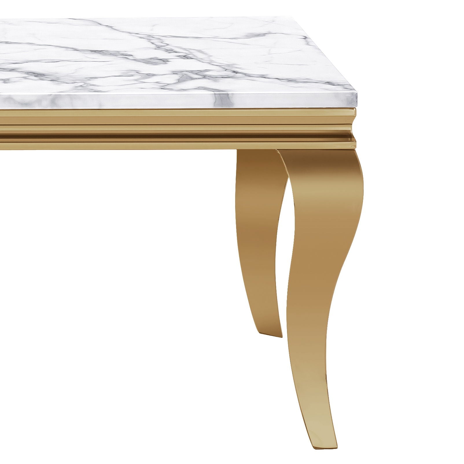 Marble Printed Rectangular Table, Stainless Steel Legs