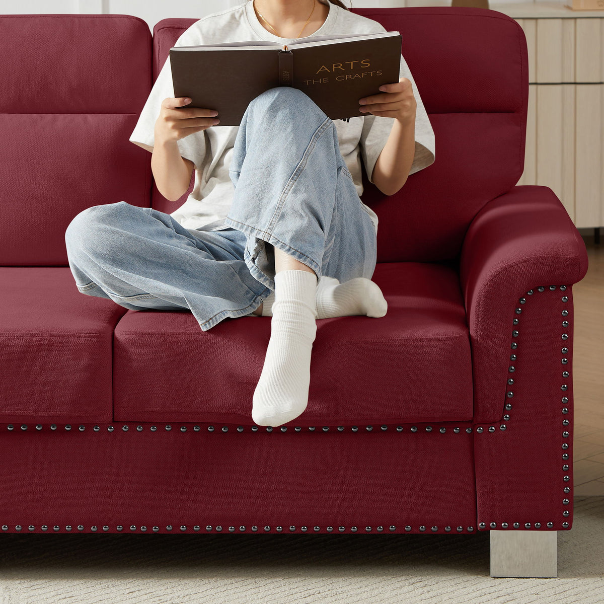 3 Seater Elegant Stationary Sofa