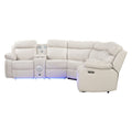 Lacrosse - Power Reclining Sectional Sofa & Bluetooth Speakers, LED Lights, Console Storage, Cup Holders And USB Charging - Beige
