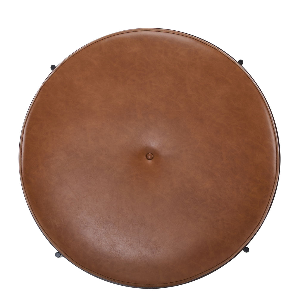 Lyricie - Modern Cocktail Ottoman With Foam Padding And Metal X Base - Brown / Black