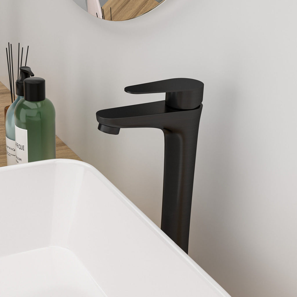 Single Handle Vessel Sink Faucet With Tall Spout For Bathroom Vanity - Oil-Rubbed Bronze