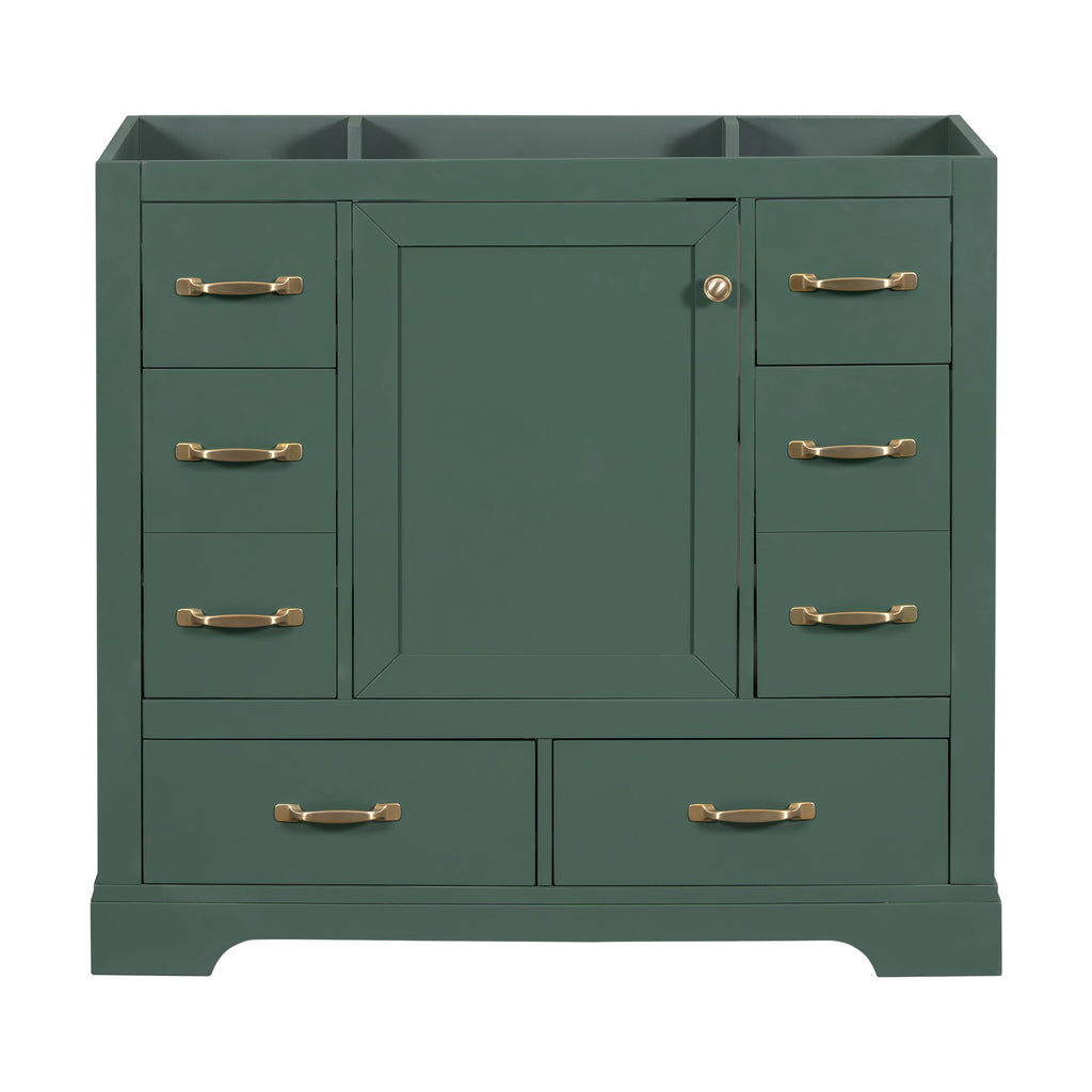 Modern Bathroom Vanity Base Only, 6 Drawer Storage With Adjustable Shelf