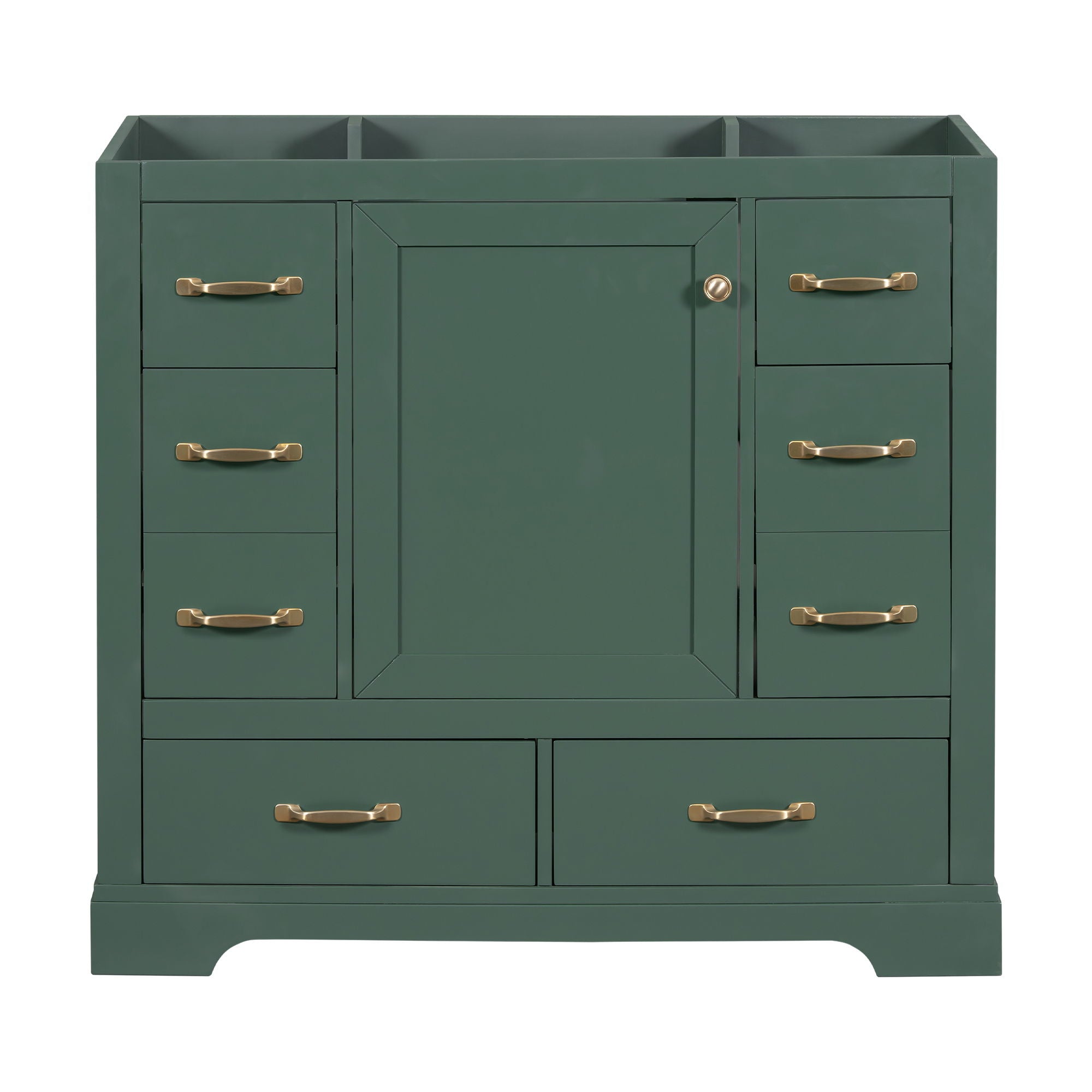 Modern Bathroom Vanity Base Only, 6 Drawer Storage With Adjustable Shelf