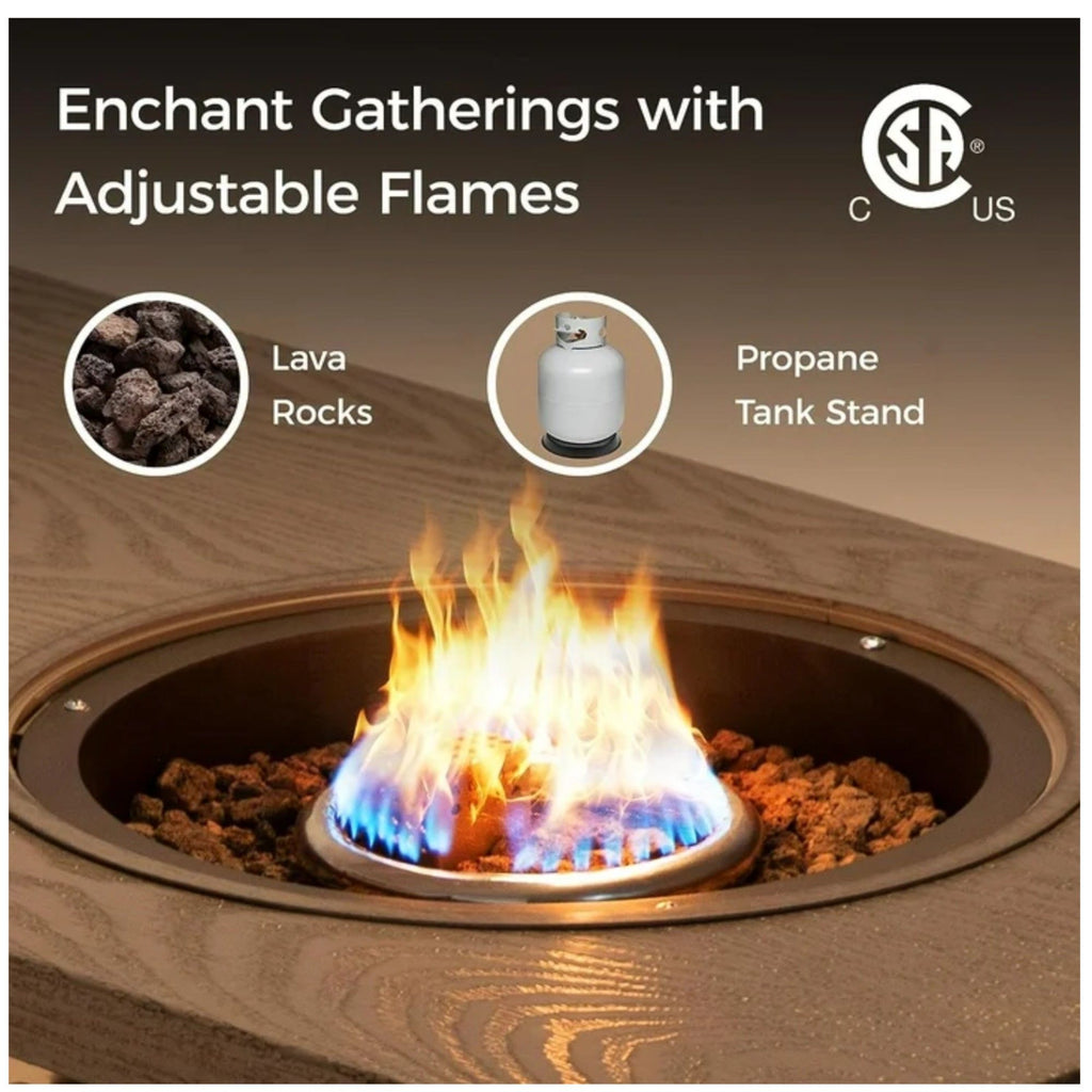 3 In 1 Outdoor Propane Fire Pit Table 50, 000 BTU With Ice Bucket