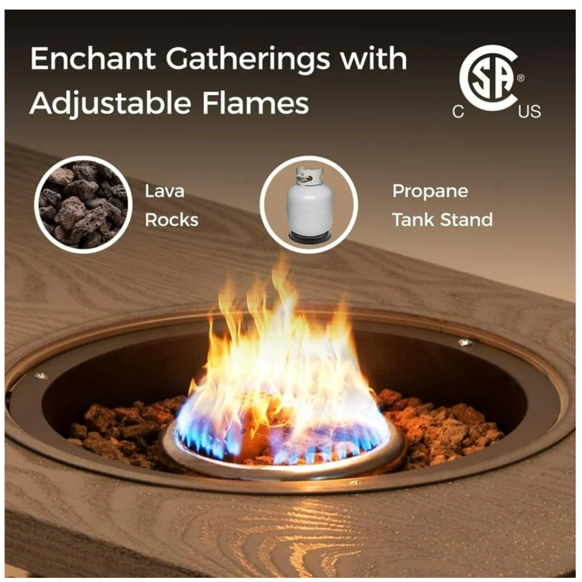 3 In 1 Outdoor Propane Fire Pit Table 50, 000 BTU With Ice Bucket