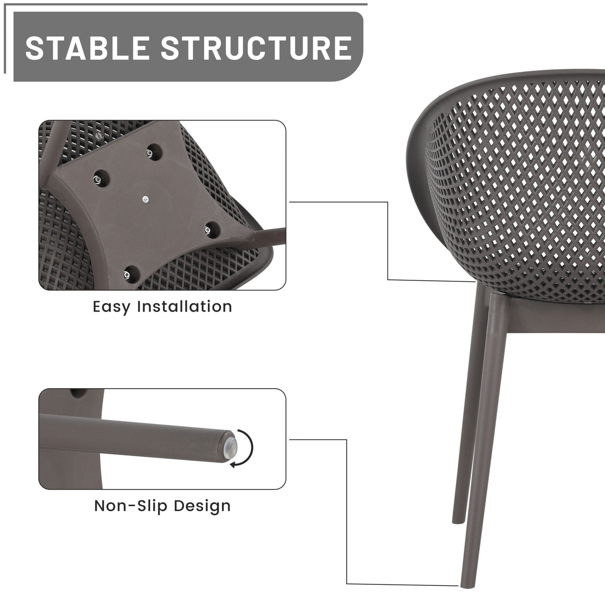 2 Piece Durable Single Chair With Hollow Out Design