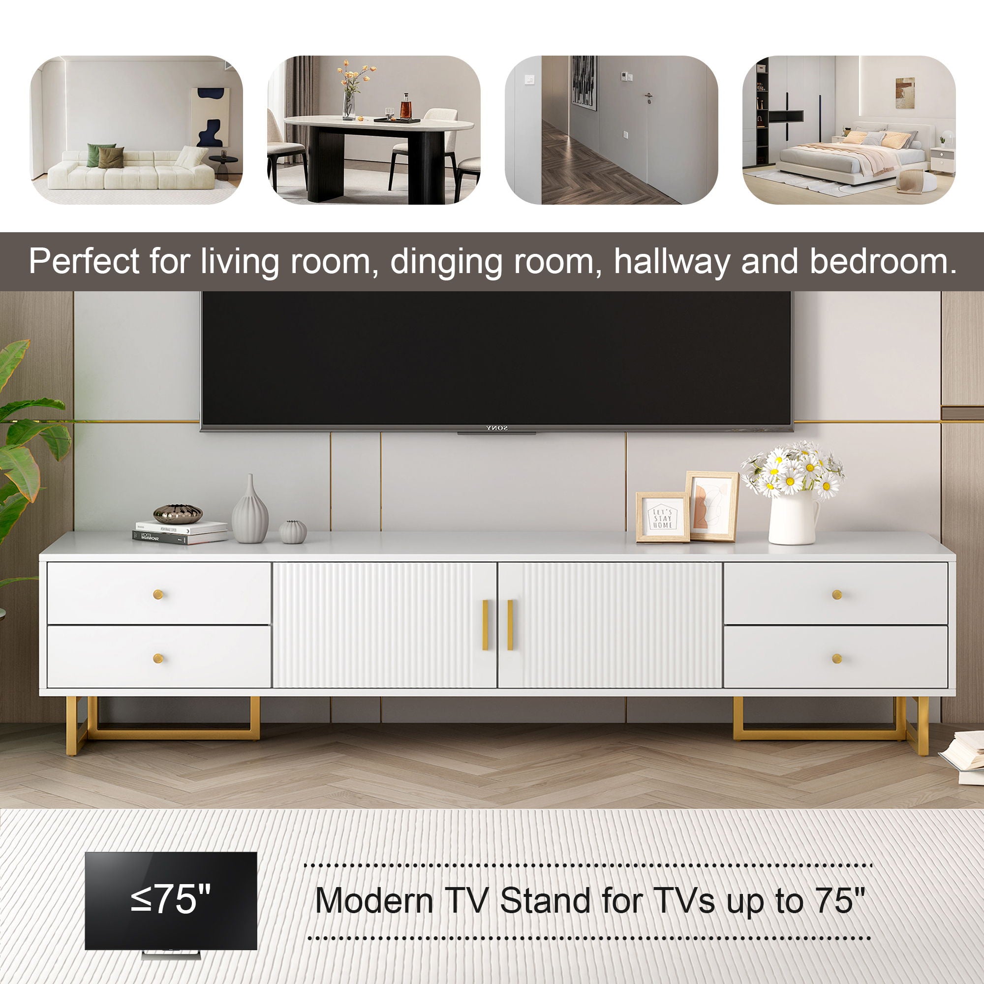 TV Stand With Storage For Living Room
