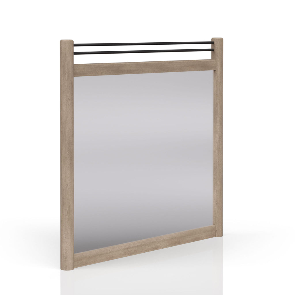 Queen Canopy Bedroom Set With A 2 Drawer Nightstand A Dresser With Poster Mirror And A Door Chest - Sand