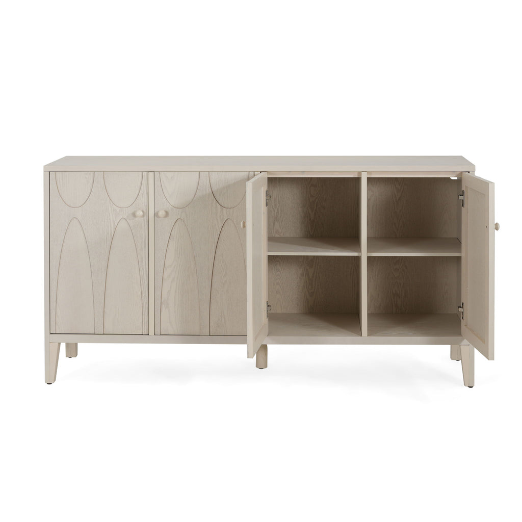 Wood Sideboard With Adjustable Shelves And Storage Cabinet - White Washed