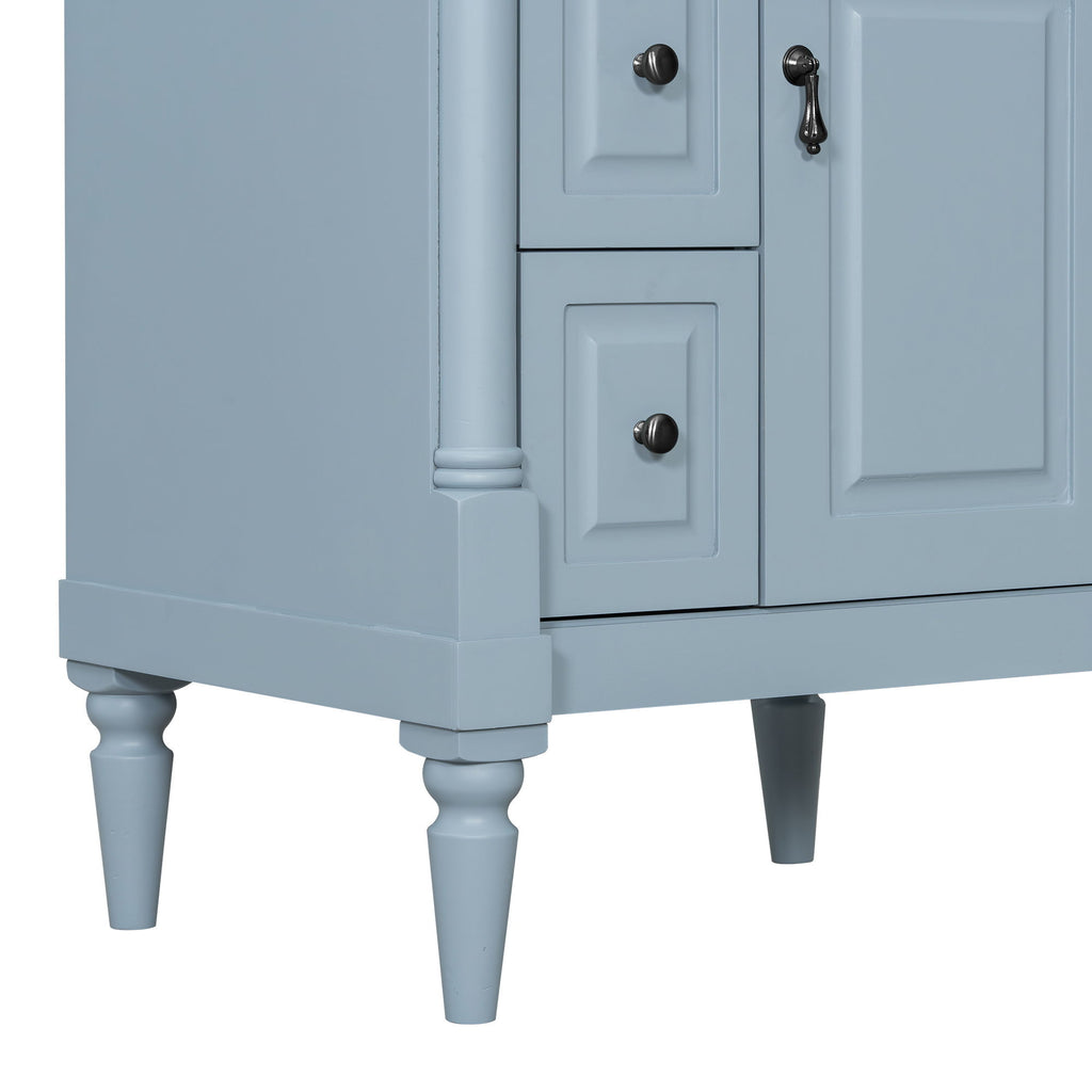 Freestanding Bathroom Vanity With Sink, Adjustable Shelf & Flip Drawer
