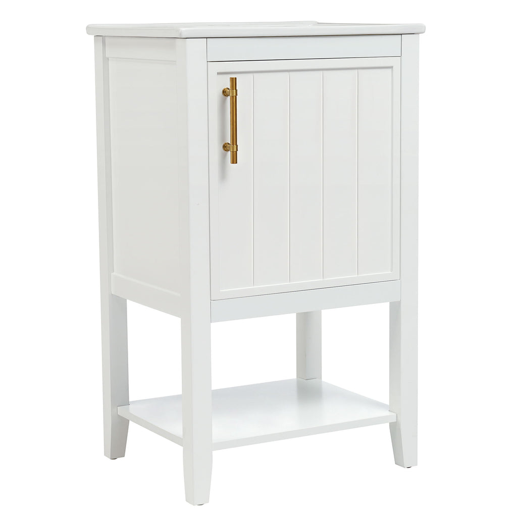 Modern Bathroom Vanity With Sink, Soft-Closing Door And Open Shelf