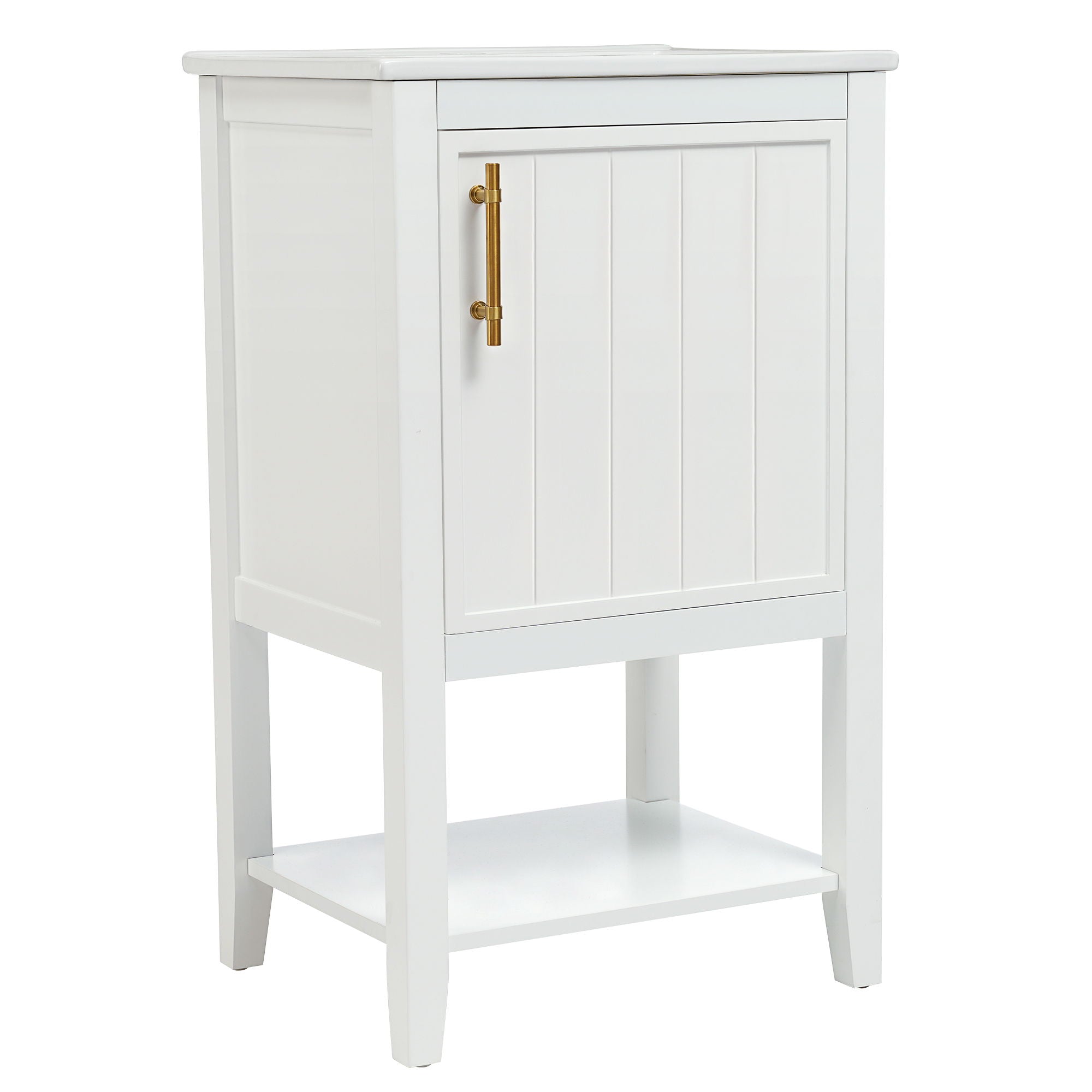 Modern Bathroom Vanity With Sink, Soft-Closing Door And Open Shelf